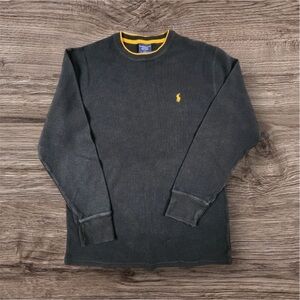 Polo by Ralph Lauren navy Crewneck Sweater with Yellow Detail
